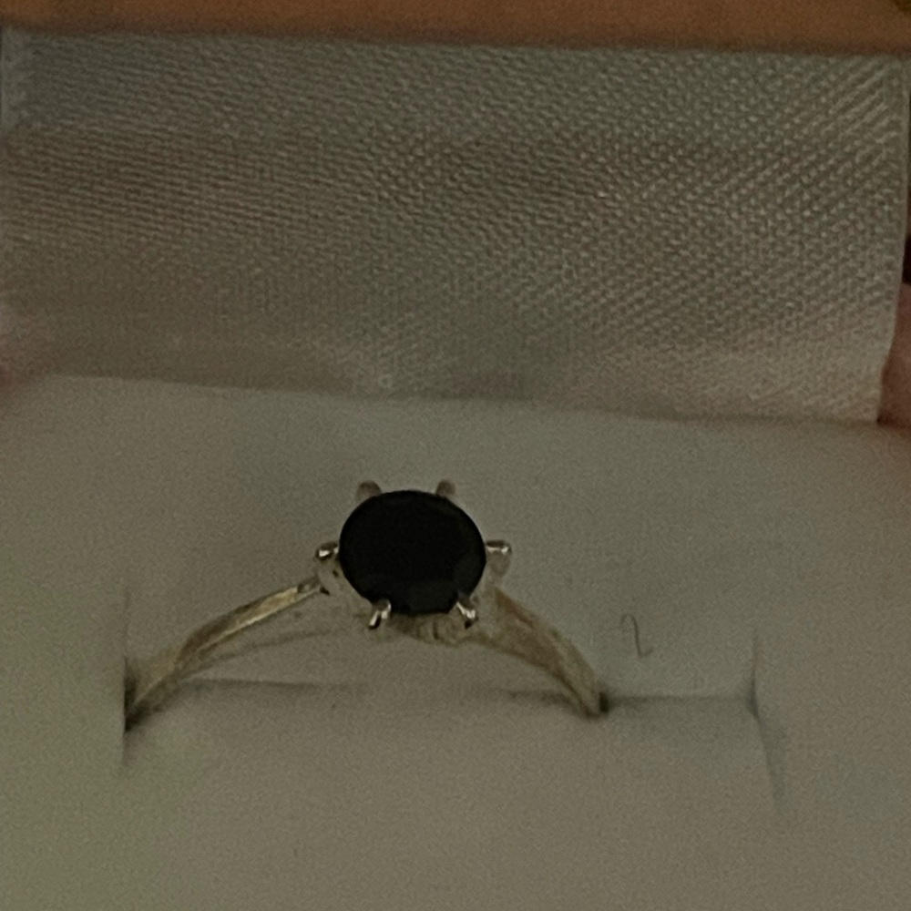 Beautiful Silver Genuine Sapphire Ring - Picture 2 of 5